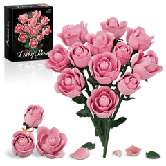CHBOMTELEY pink rose bouquet building set for lifelike display