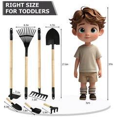 CHEERBANK kids hoe with durable steel head and wood handle for gardening tasks.