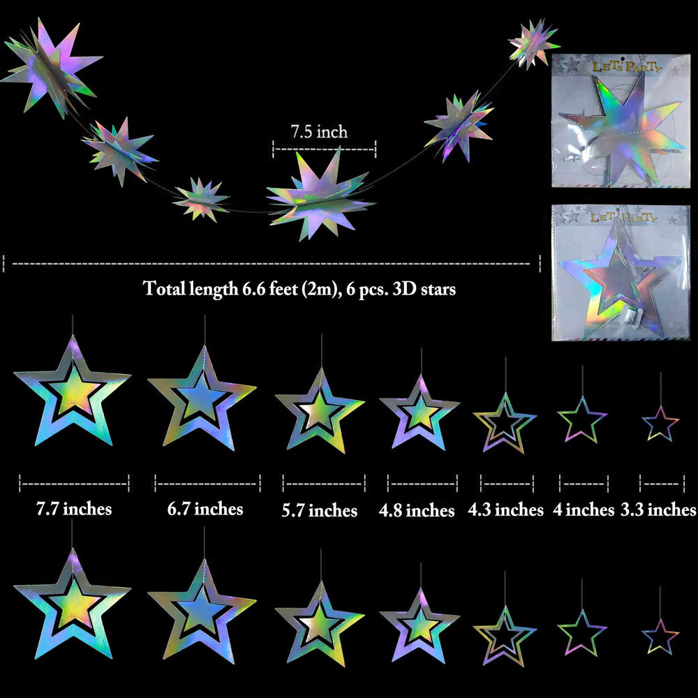 Cheerland 3D stars hanging decor with rotating inner stars for magical effect
