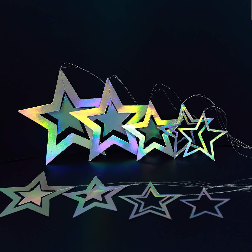 Cheerland iridescent stars create a galaxy backdrop with shifting colors