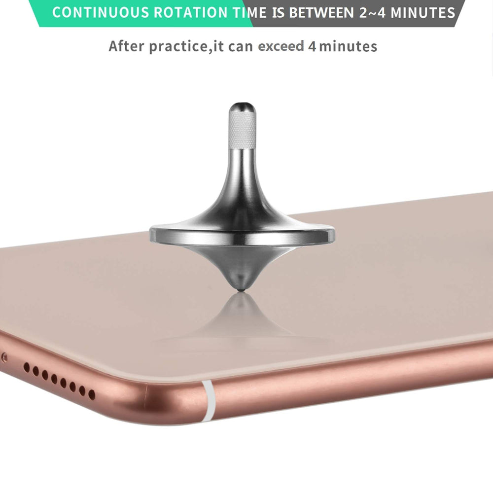 CHEETOP spinning top on concave crystal base for smooth, stable spins