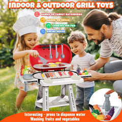 Cheffun Kids Grill Playset indoor outdoor design fits small rooms or backyards.