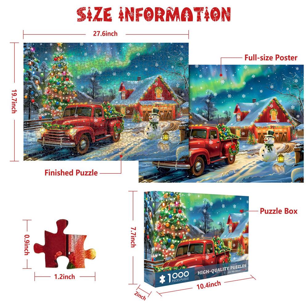 CHengQiSM 1000-piece finished puzzle on table shows Aurora scene for family time.