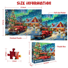 CHengQiSM 1000-piece finished puzzle on table shows Aurora scene for family time.