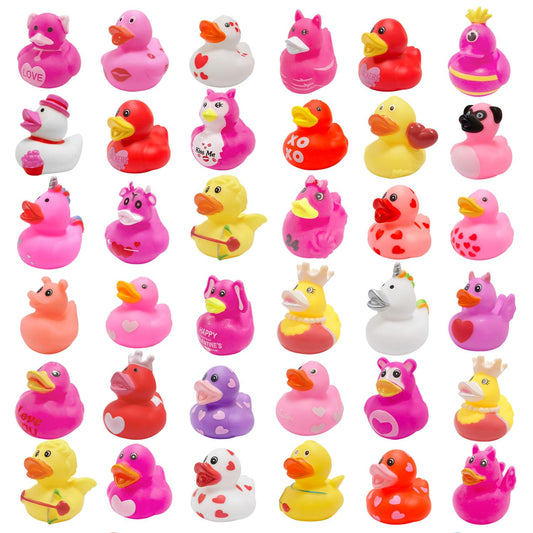Cherislpy Valentines ducks pack: 36 cute bath toys for gifting and party favors.