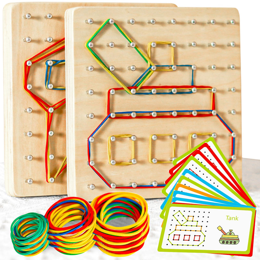 CHEROSIN wooden geoboard two-pack with pattern cards for STEM learning