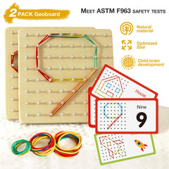 CHEROSIN wooden geoboard with rubber bands ready for pattern play