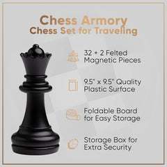 Folded board showing built-in storage for pieces.