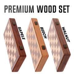 Chess Armory maple-walnut playing surface delivers smooth, tactile feel.