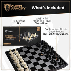 Chess Armory Staunton pieces with felt bottoms protect the board.