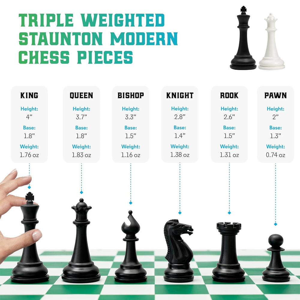 Chess Geeks Best Chess Set Ever triple-weighted Staunton pieces provide stability