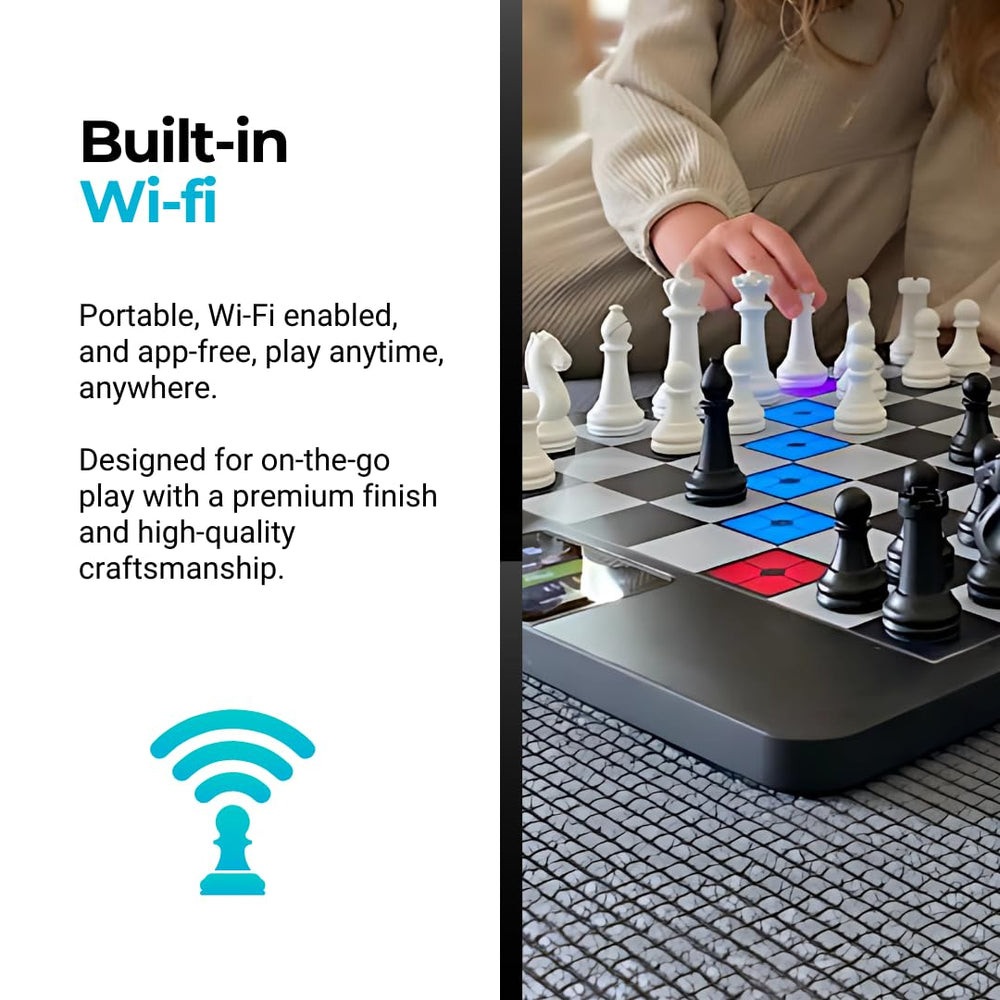 ChessUp 2 built-in WiFi enables online games from the board.