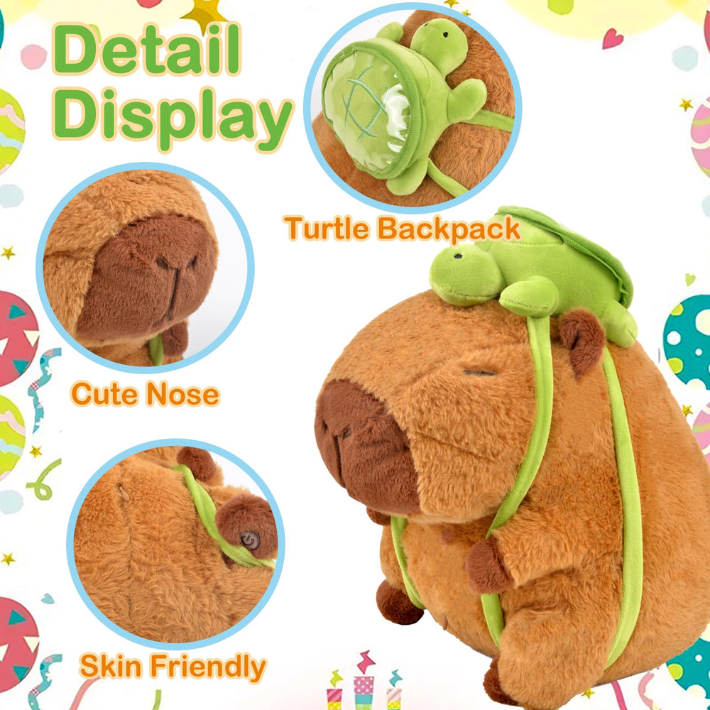 ChezMax capybara plush soft hypoallergenic fabric for gentle snuggles.