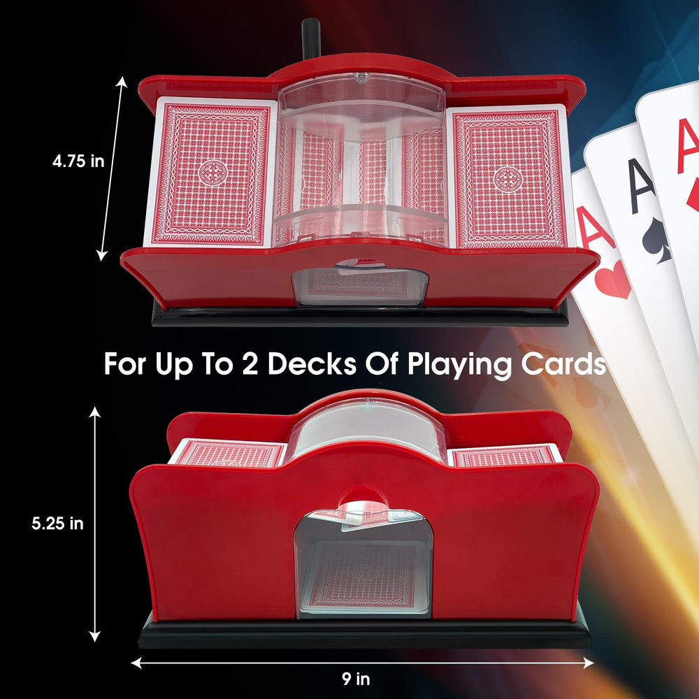 CHH Hand Cranked Card Shuffler shuffling in progress with standard or bridge-sized decks