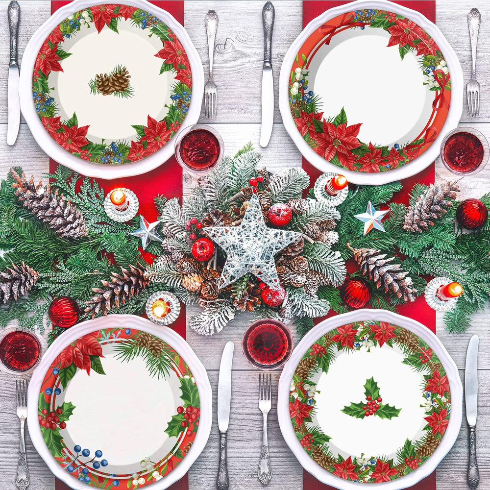 Chiazllta 48-pack Christmas plates for convenient party setup.