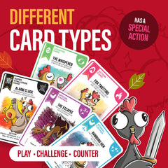 Chicken Challengers travel-friendly pack fits in bags for on-the-go fun.
