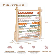 Childlike Behavior abacus used by small hands to explore addition and subtraction.