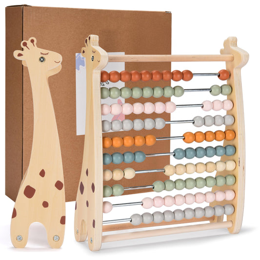 Childlike Behavior abacus wooden beads close-up for tactile counting and early numeracy.