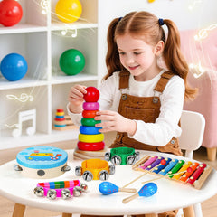 Childom handheld sleigh bells deliver bright tones for interactive sessions.