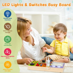 Chillife Busy Board Buttons and Switches engage fine motor skills during hands-on learning.