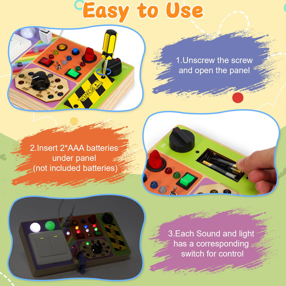 Chillife Busy Board Master Switch controls all lights for easy demonstrations.
