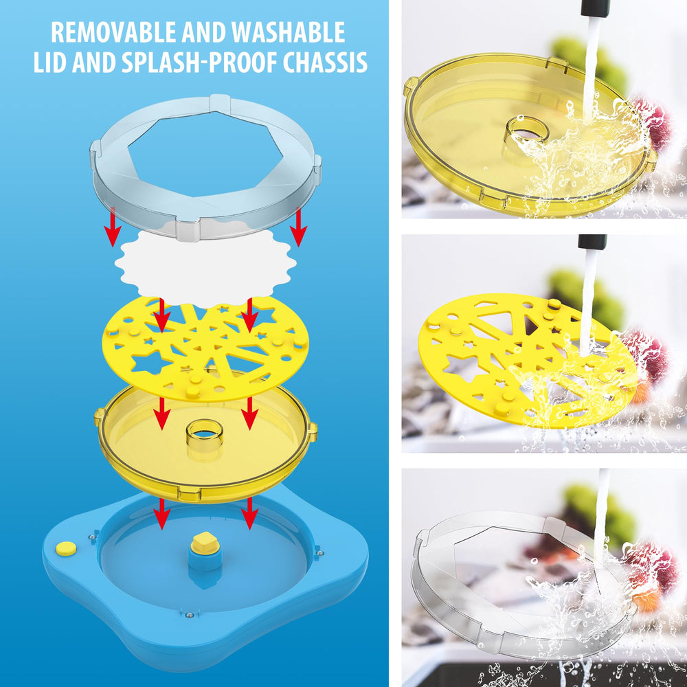 Chilpals Spin Art Display Stands showcase finished artworks decoratively