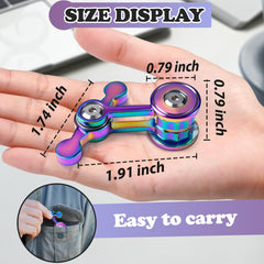 Chilvil fidget spinner blue, close-up, cool metal finish and spin.