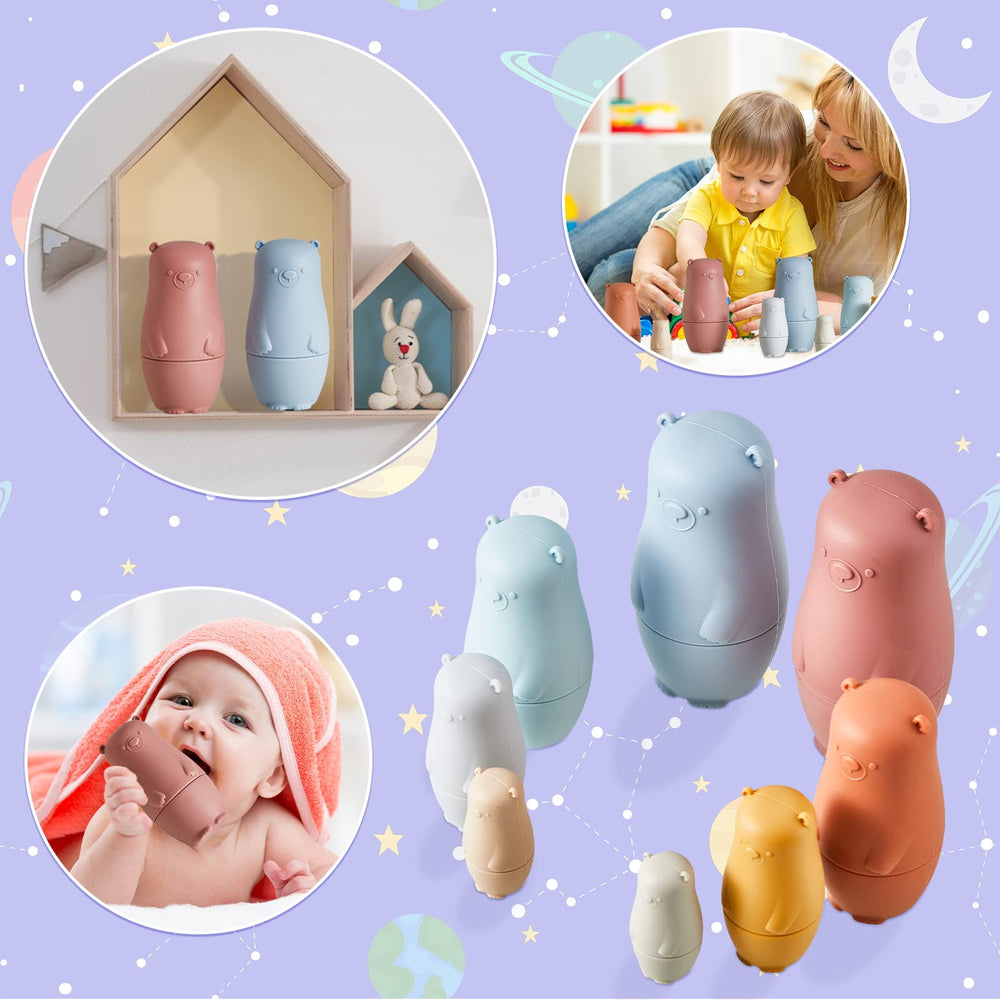 Chivao bear nesting dolls colorful set highlights cheerful decor and playful learning.