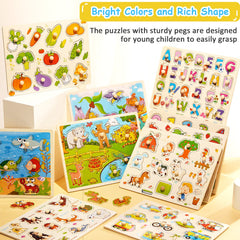 Chivao wooden peg puzzle vehicles encourages imaginative play and dexterity