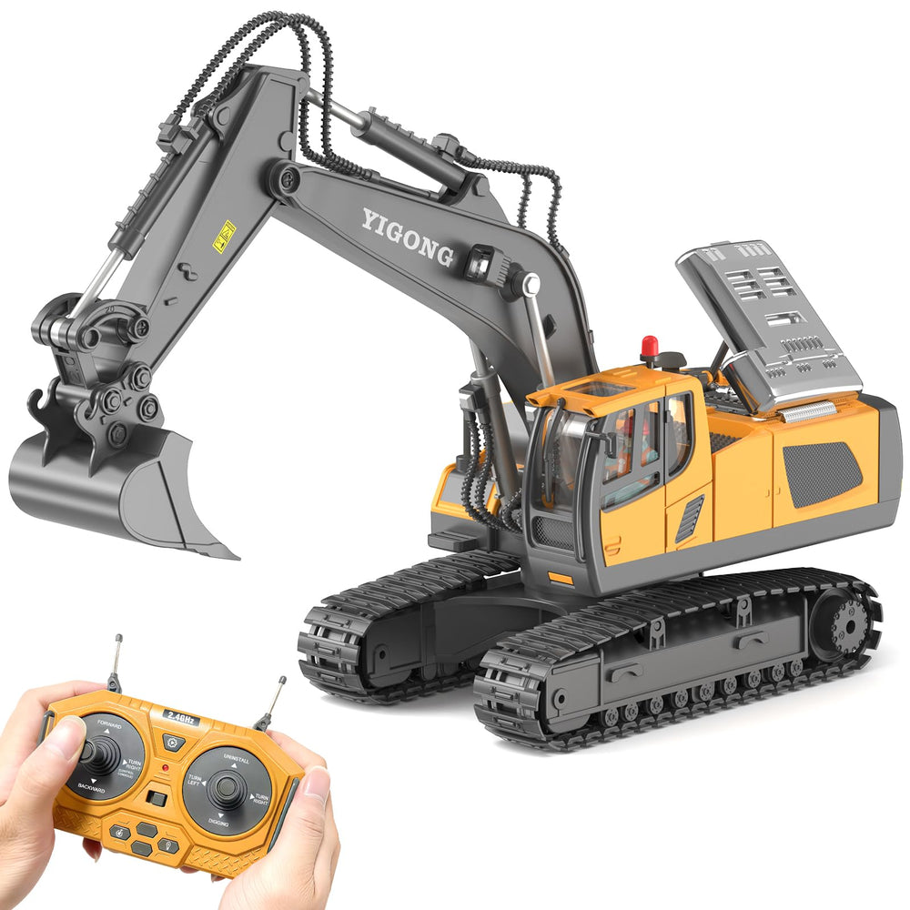 CHMYWJ RC Excavator toy front view for realistic play and easy operation.