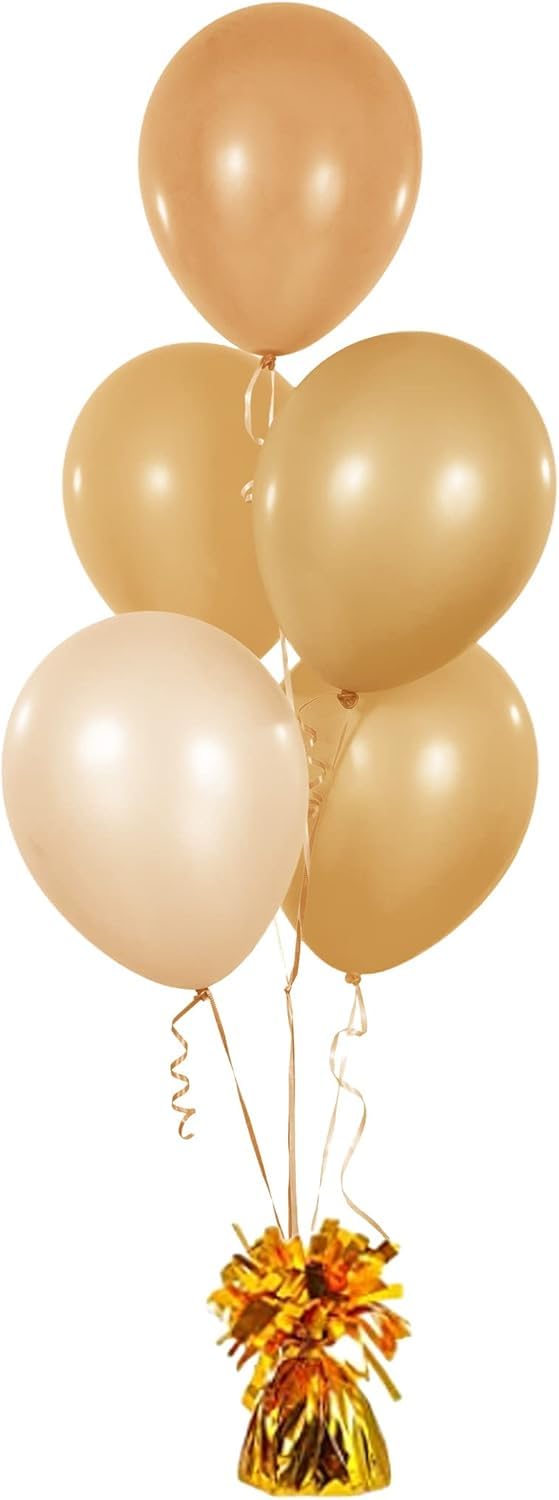 Chochkees gold balloon weights closeup metallic finish enhances festive decor.