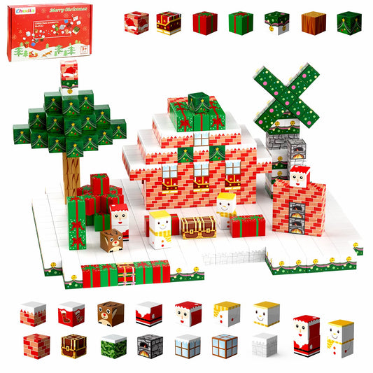 Chodia Christmas magnetic blocks cover image for creative holiday building play