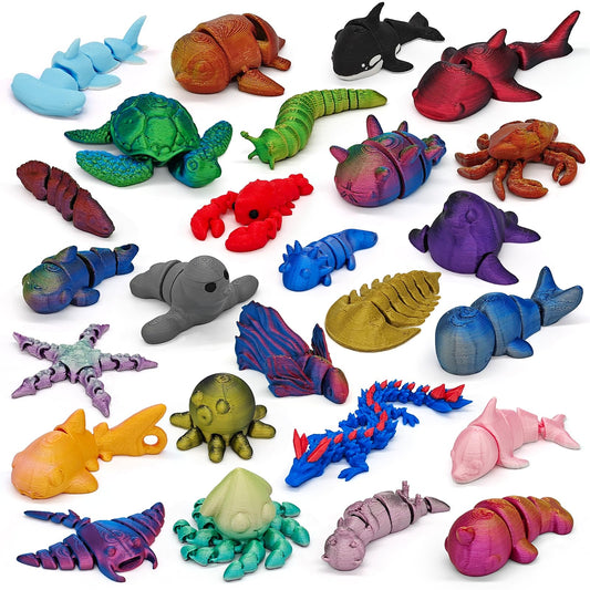 CHolic 26Pcs Ocean Animals Set lobster figure for desk decor and play