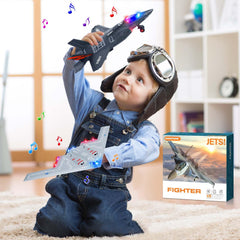 Choopheme display-ready aircraft with stand for storytelling.