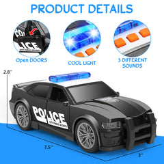 Choopheme police car toy side view showcases durable, kid-friendly design.