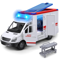 Choopheme toy ambulance front view with flashing lights for immersive play.