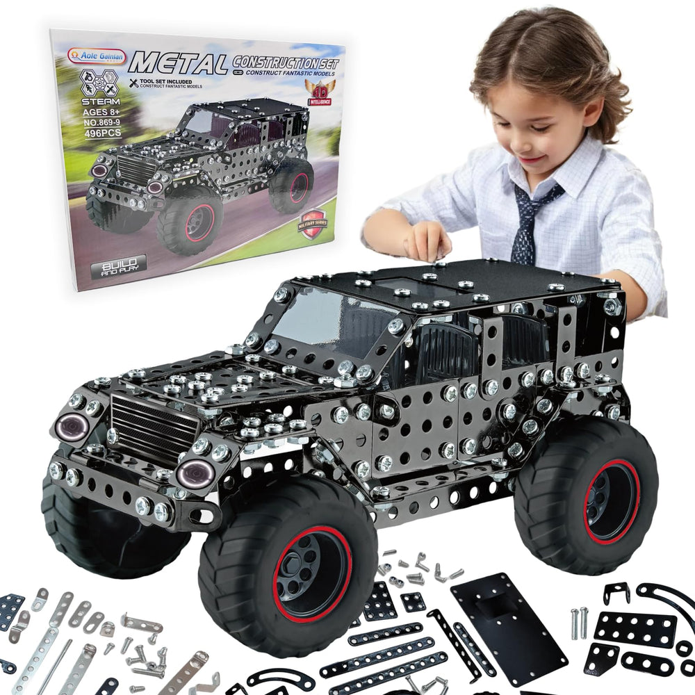CHOWONE metal truck building kit with 496 pieces for budding engineers.