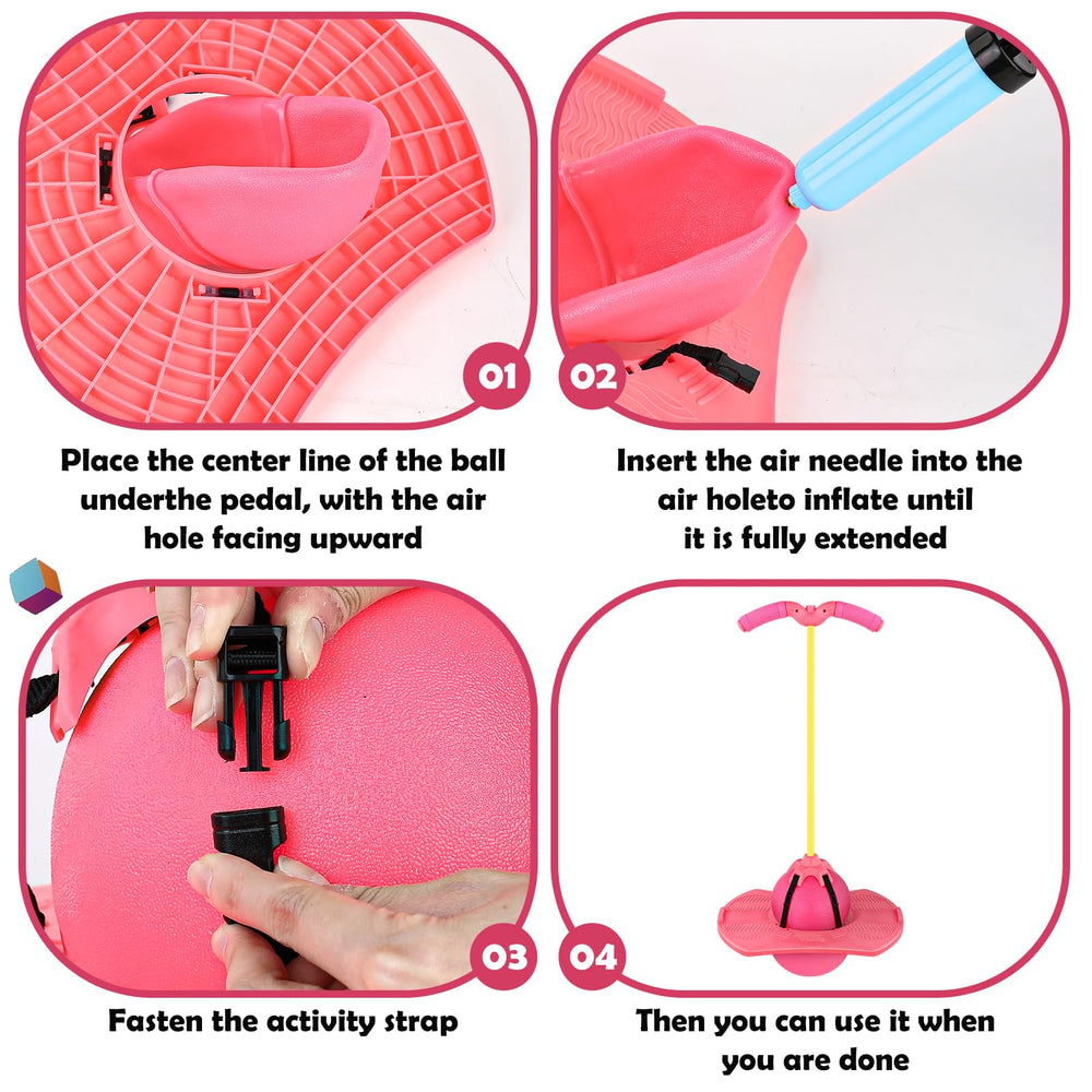 Christoy Pogo ball with removable handle aids balance training.