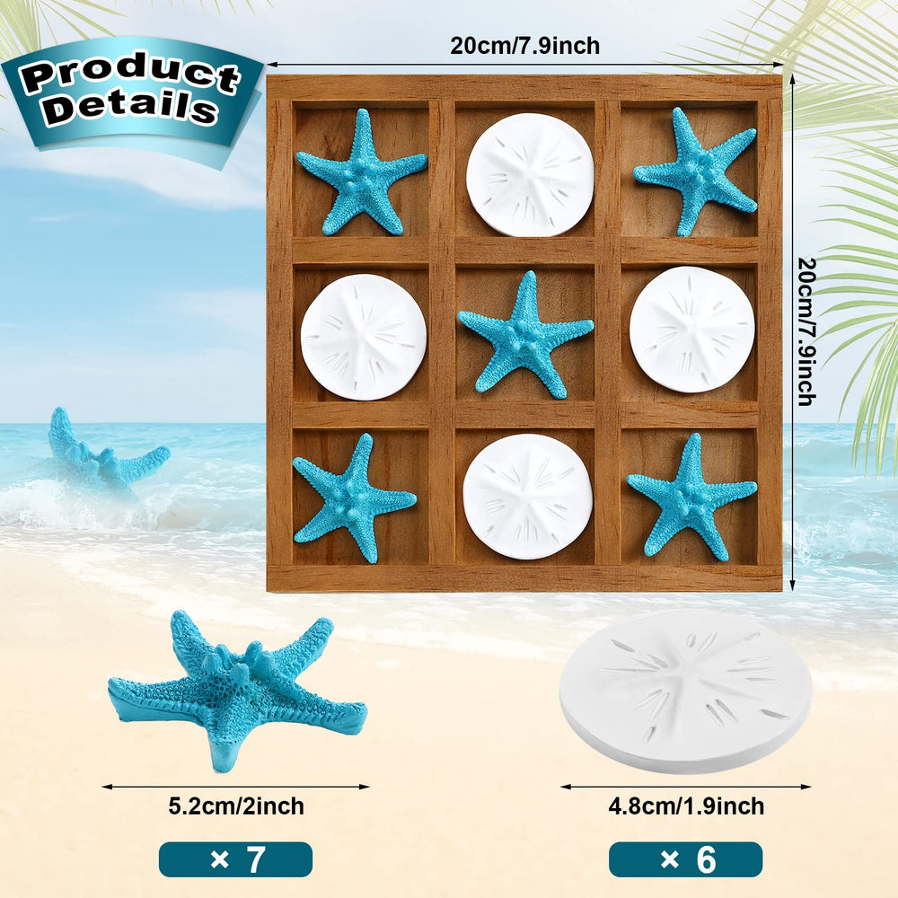 Chunful resin seashell and starfish coins add tactile charm to the game.