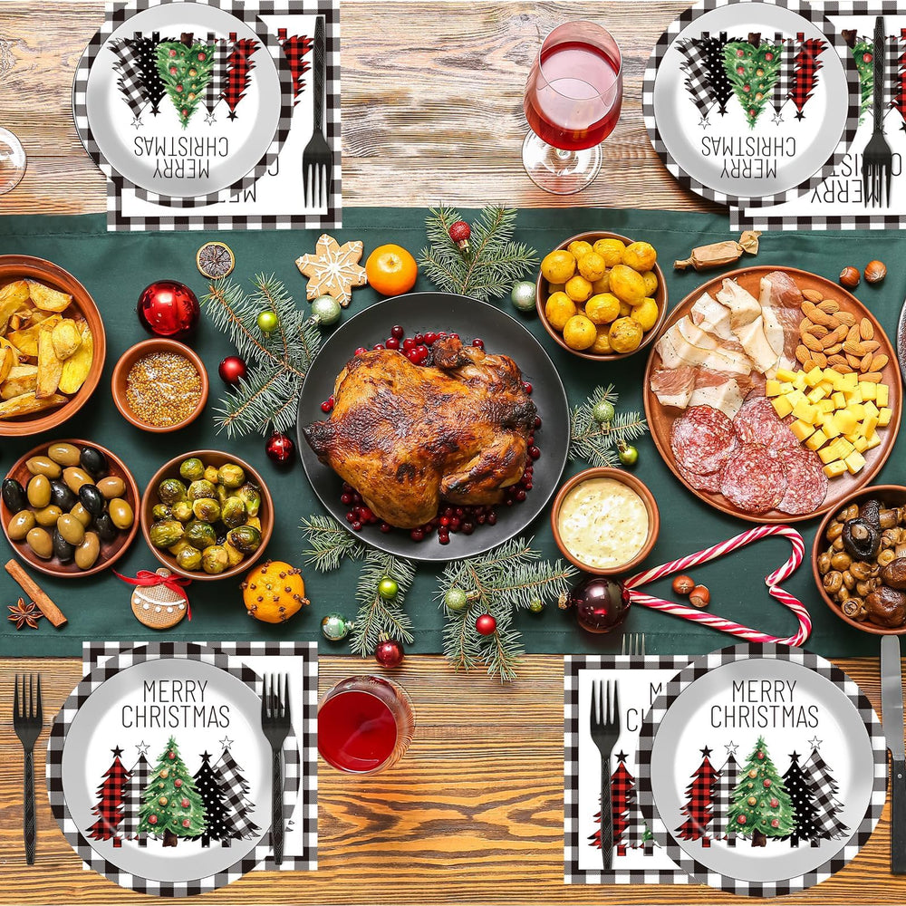 CHUNNIN buffalo plaid party setup on a holiday table