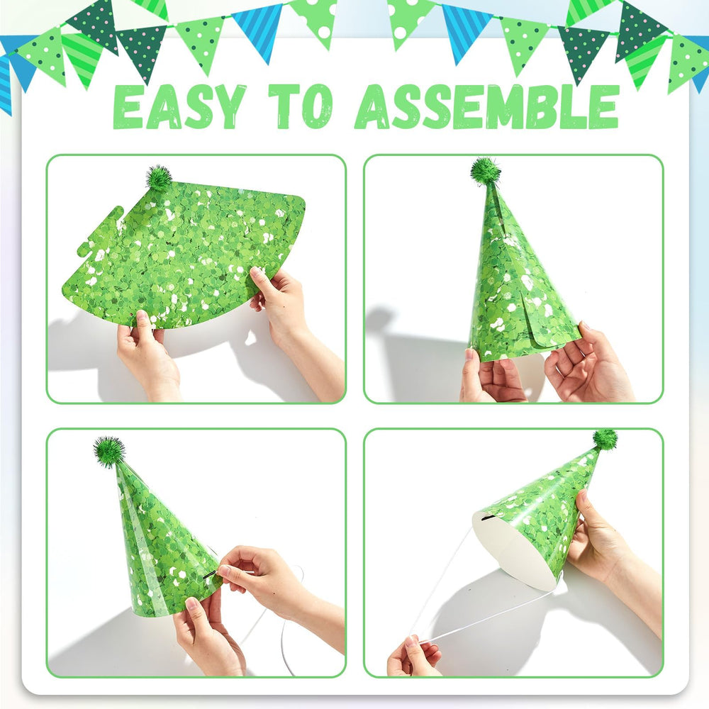 CHUNNIN easy-assemble glitter hats simplify setup for quick celebrations.