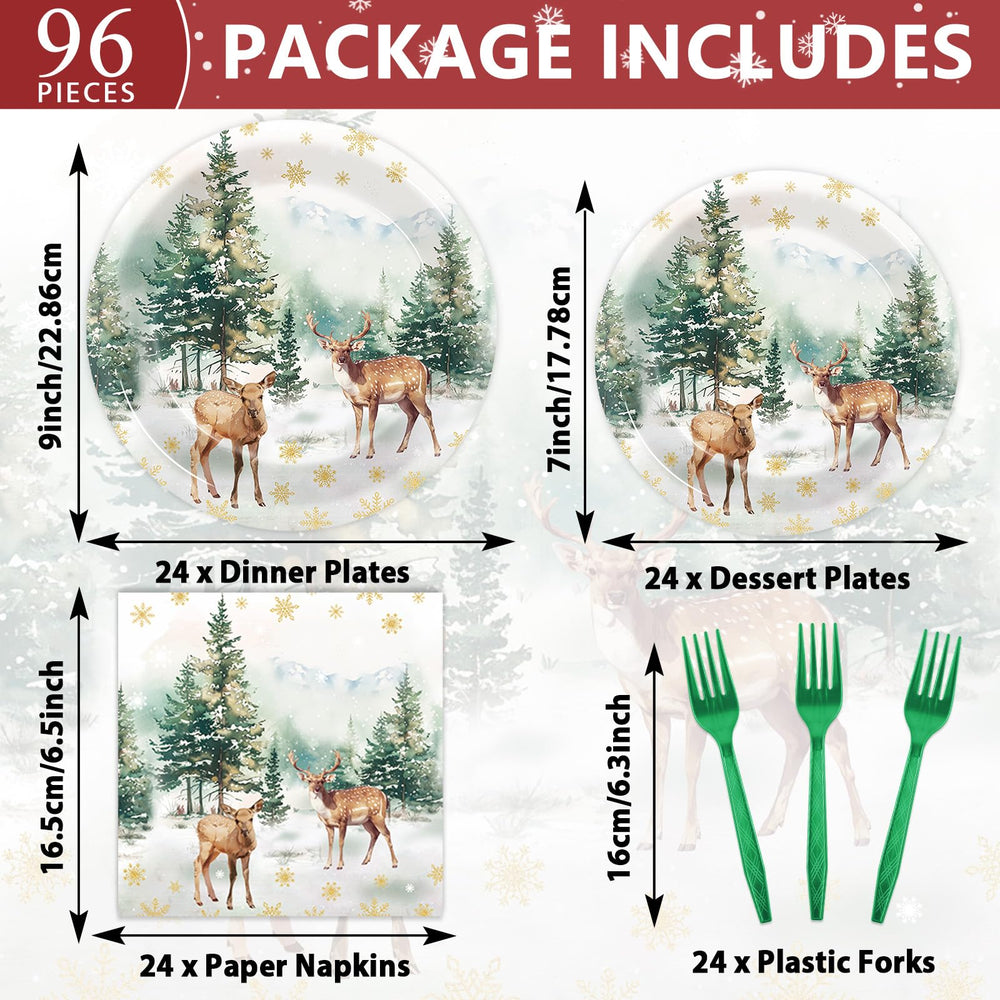 CHUNNIN winter woodland pine trees plates 7-inch for coordinated table settings