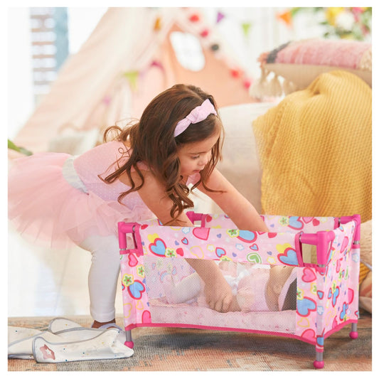 Chyyeerkidd assembled toy baby doll crib with sturdy steel frame for playtime