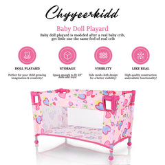 Chyyeerkidd doll crib compatible with 15-20 inch dolls for pretend play