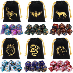 CiaraQ dice set includes D4, D6, D8, D10, D12, D20 and the percentile die for versatile rolls.