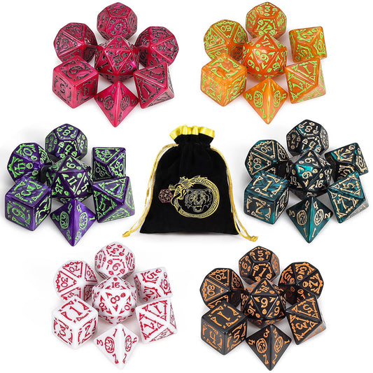 CiaraQ halloween-themed dice set with seven polyhedral dice for immersive DnD campaigns.