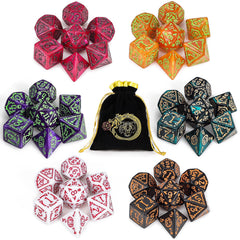 CiaraQ halloween-themed dice set with seven polyhedral dice for immersive DnD campaigns.