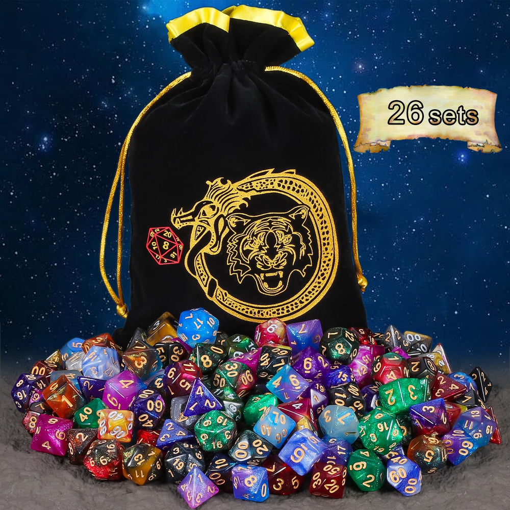 CiaraQ DND dice with gold numbers for improved readability on busy tables.