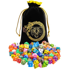 CiaraQ dice pack in drawstring bag for travel and storage.
