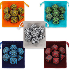 CiaraQ drawstring dice bags in five colors for easy storage.